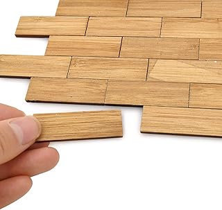 iLAND Dollhouse Flooring on 1:12 Scale, Dollhouse Floor Boards of Geometric Bamboo for Dollhouse Furniture (Rectangular 48pcs)