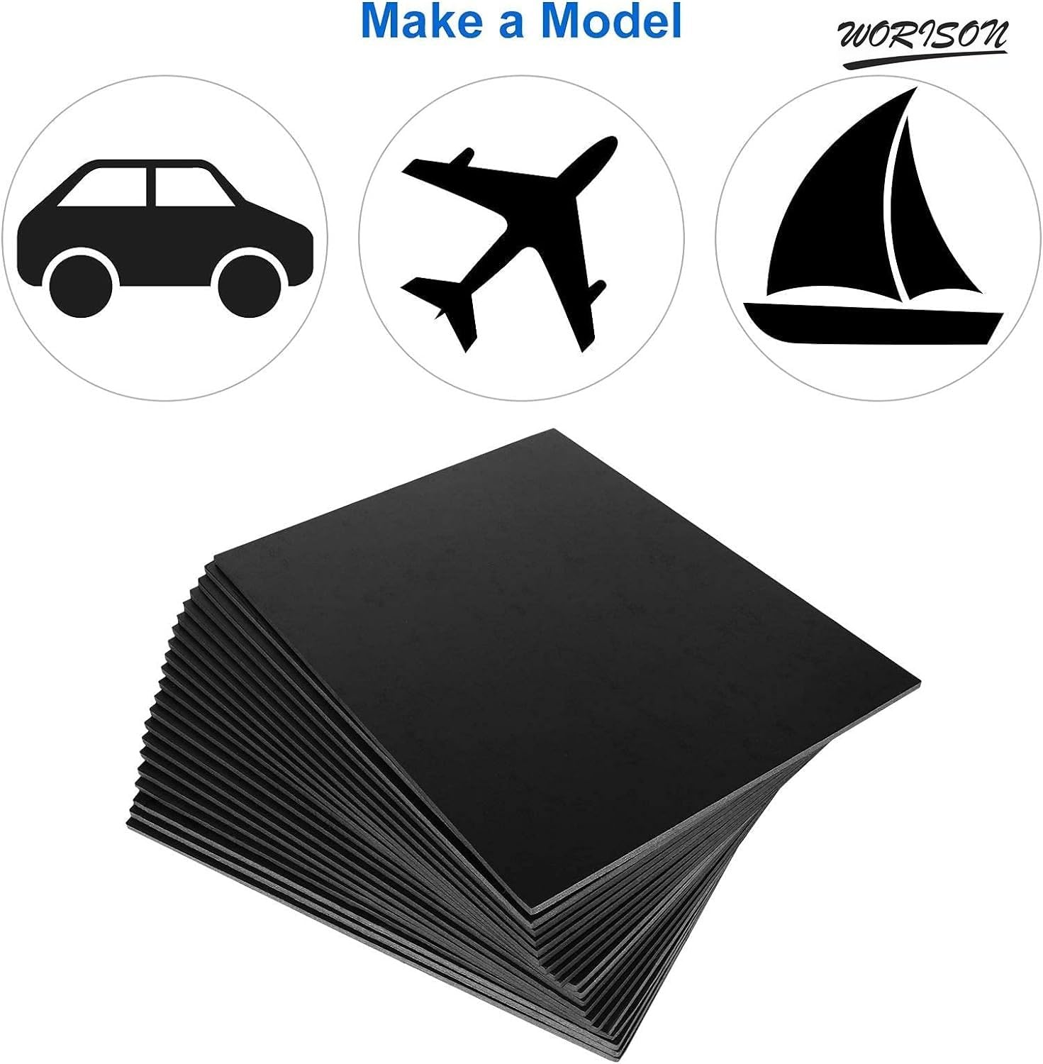 Worison Black A4 Size Set of 6 Craft Foam Board Set 3 mm 2