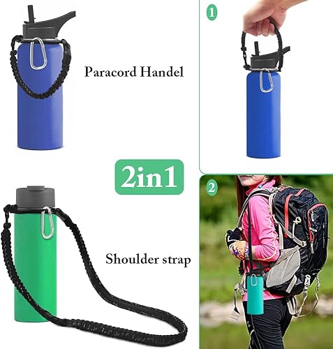 Miniatura 6 de Correa de hombro con mango de paracaídas, se adapta a botellas de boca ancha de 12 a 64 onzas (no para el nuevo Hydro Flask 2.0), botella de agua