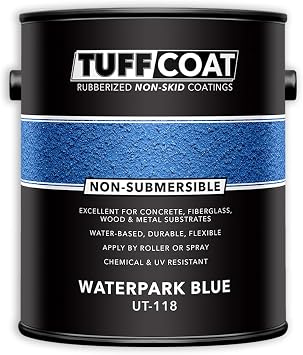 Tuff Coat UT-118 Waterpark Blue - 1 جالون متوسط الملمس، غير غاطس، أساس مائي، طلاء مطاطي غير انزلاقي