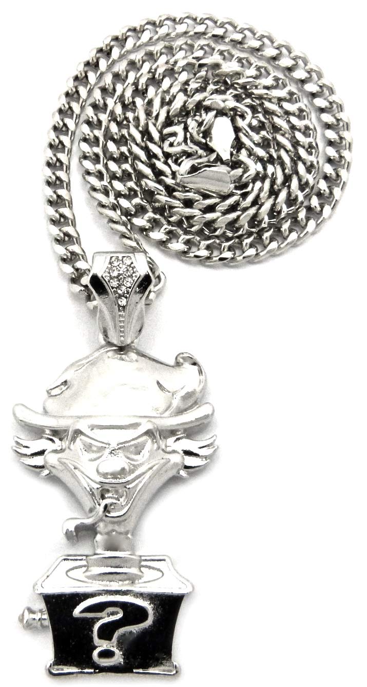 GWOODJuggalo Riddle Box Pendant Silver Color with 24 Inch Cuban Necklace