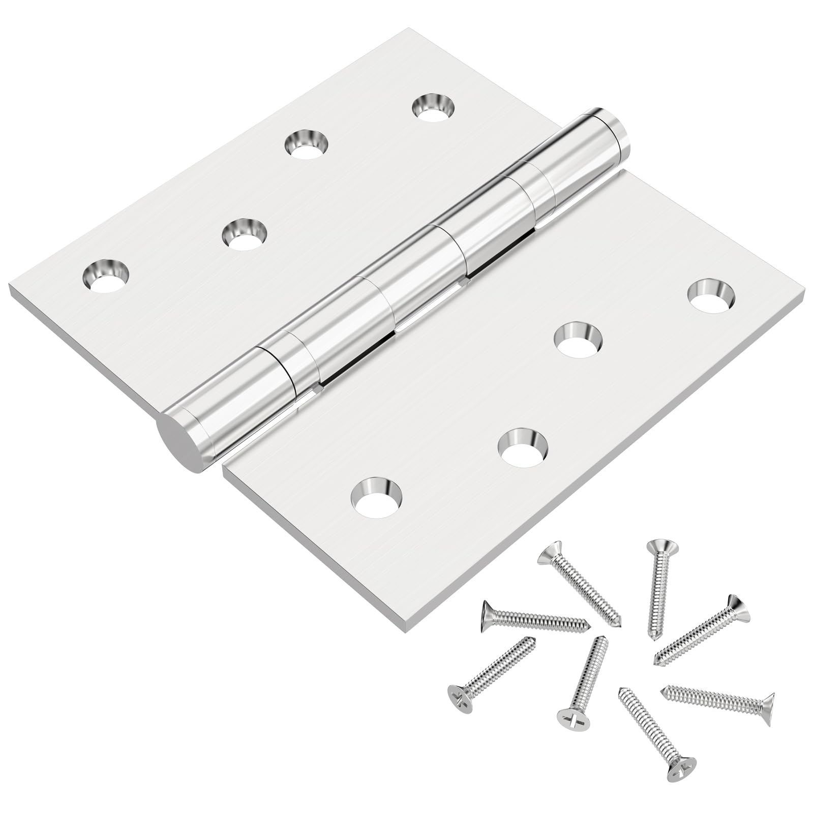 Paquete de 3 bisagras de puerta comerciales resistentes con rodamiento de bolas silencioso, bisagras de puerta exterior de 4 x 4 pulgadas, esquinas cuadradas de acero inoxidable de 2.5 mm de grosor