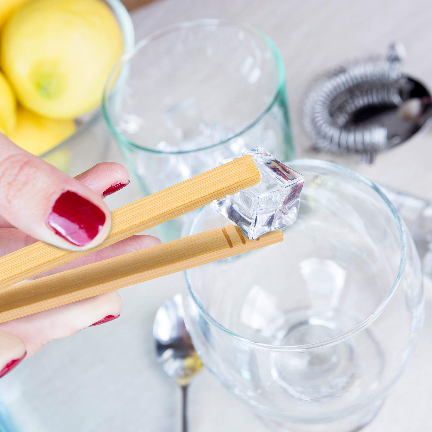 Kitchen Tongs For Cooking Tea, 12 Pieces Bamboo Kitchen Tongs