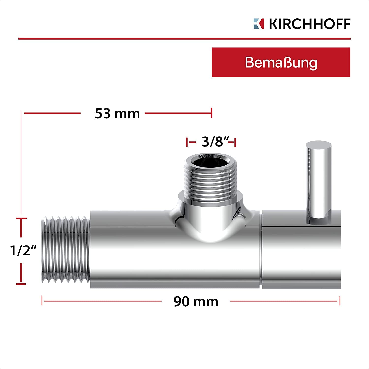 Kirchhoff 98166110-2 designerski uniwersalny zawór kątowy, zestaw 2 sztuk, z szybkim zamknięciem, dwupak, zawór regulacyjny kątowy do przewodów zimnej i ciepłej wody, chrom