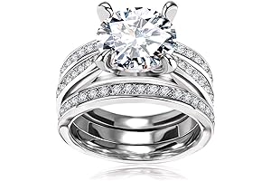 Cubic Zirconia Bridal Costume Wedding Ring Set