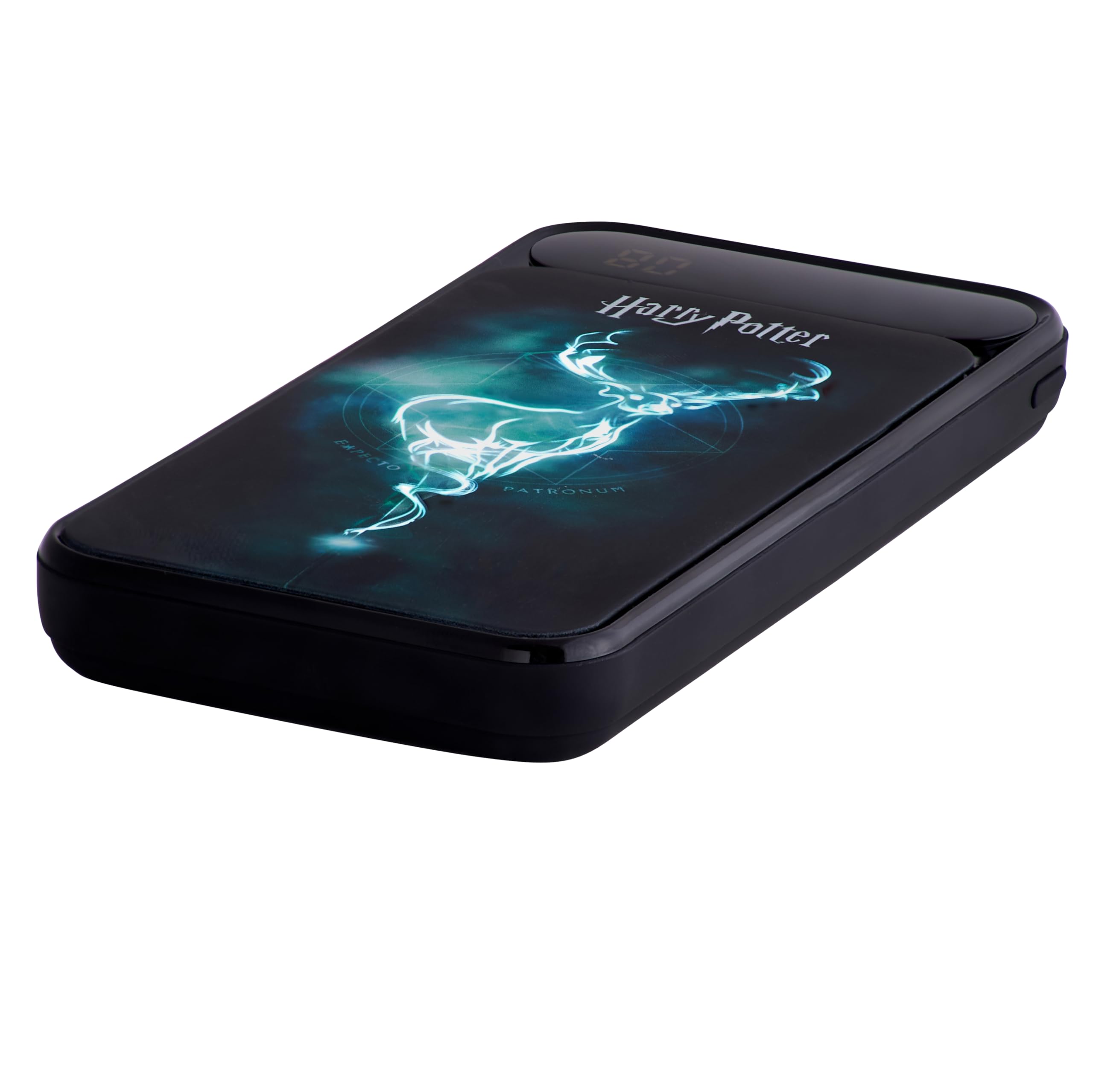 Harry Potter Batterie Externe Lumineuse de 10 000 mAh. Charge jusqu'à 2 téléphones à la Fois. Affichage LCD de l'indicateur d'alimentation. 4 Charges complètes de l'appareil en déplacement. 2 Sorties