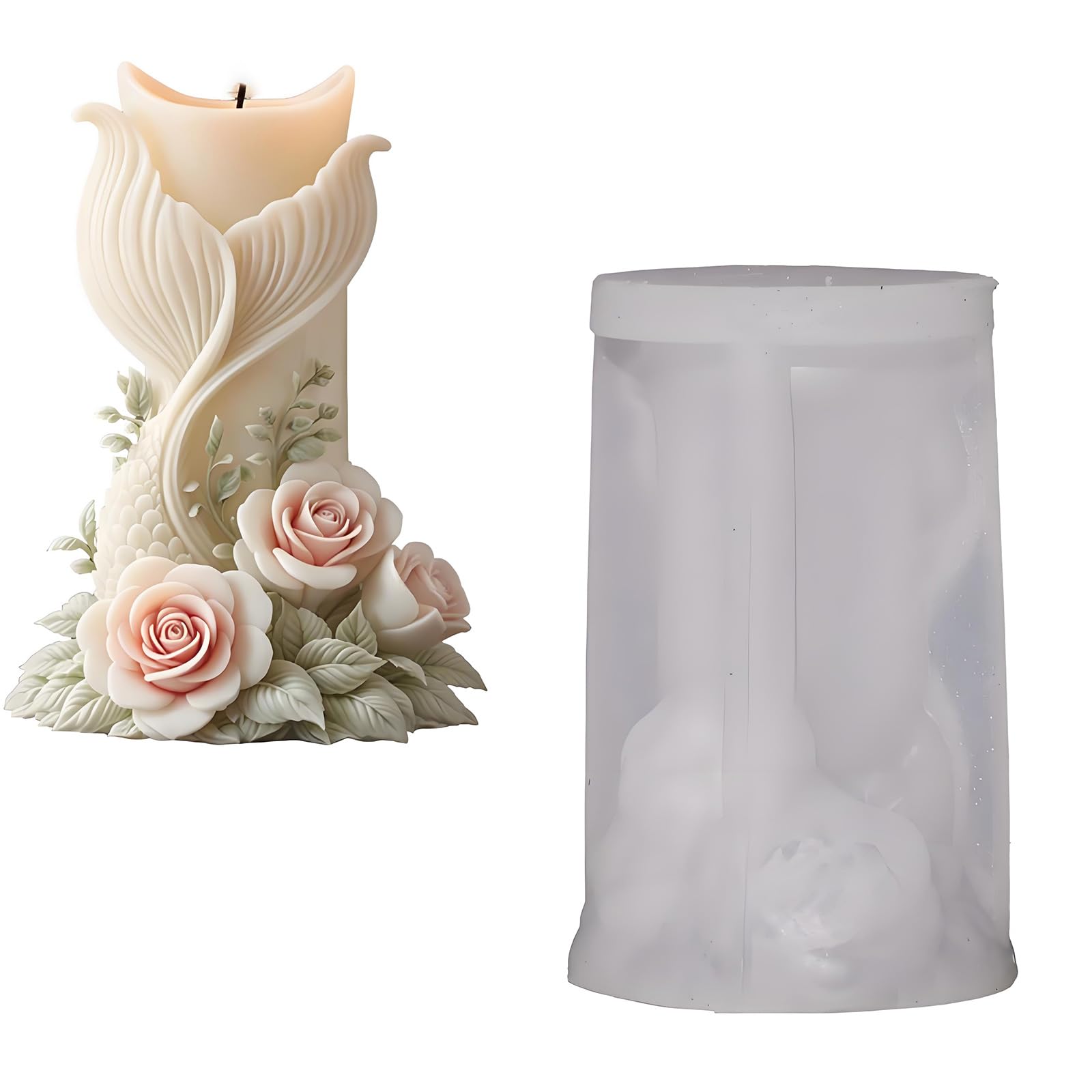 Xjdzineq Tail Carving Flower Silicone Mold for Soap Gypsum Decoration Tail Cast Elastomer Shape Soap