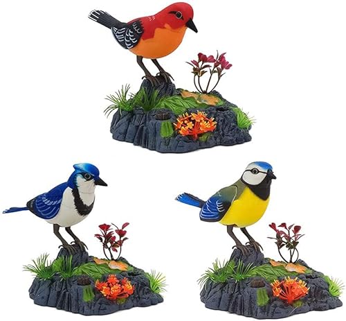 Miniatura 4 de WYHFA Loros parlantes pájaros mascotas electrónicas, canto canto pájaro con sensor de movimiento activación oficina decoración del hogar, juguetes