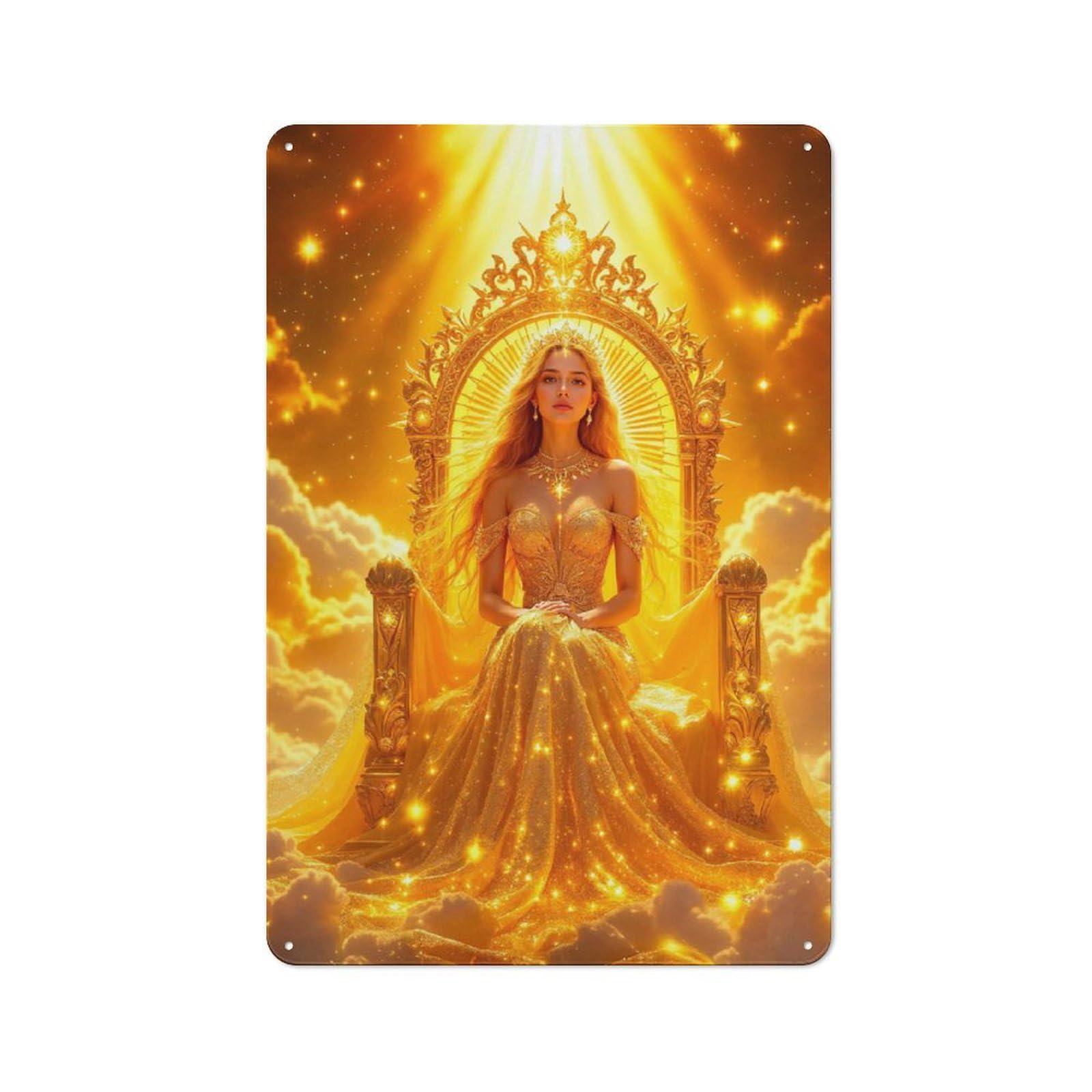 Everyday Golden Goddess Throne Metal Gift Sign 30x20cm, Room Wall Plaque for Home, Shop, Pub Or Studio Wall