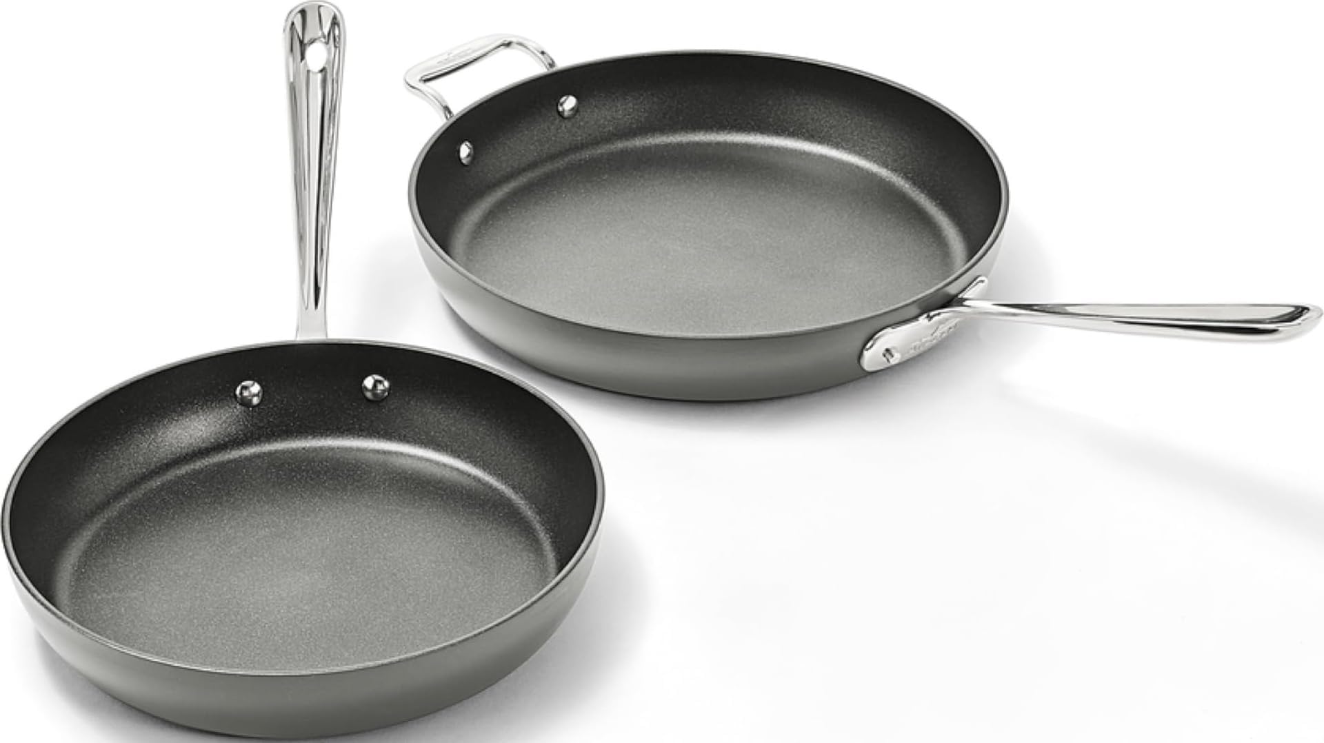 All-Clad E1002S63 HA1 Hard Anodized Nonstick Fry Pan Cookware Set, 10 Inch and 12 Inch Fry Pan, 2 Piece, Grey | Versatile frying pans set with glass lids, Scratch-Resistant Exterior, Dishwasher safe, Oven Safe up to 500ยฐF