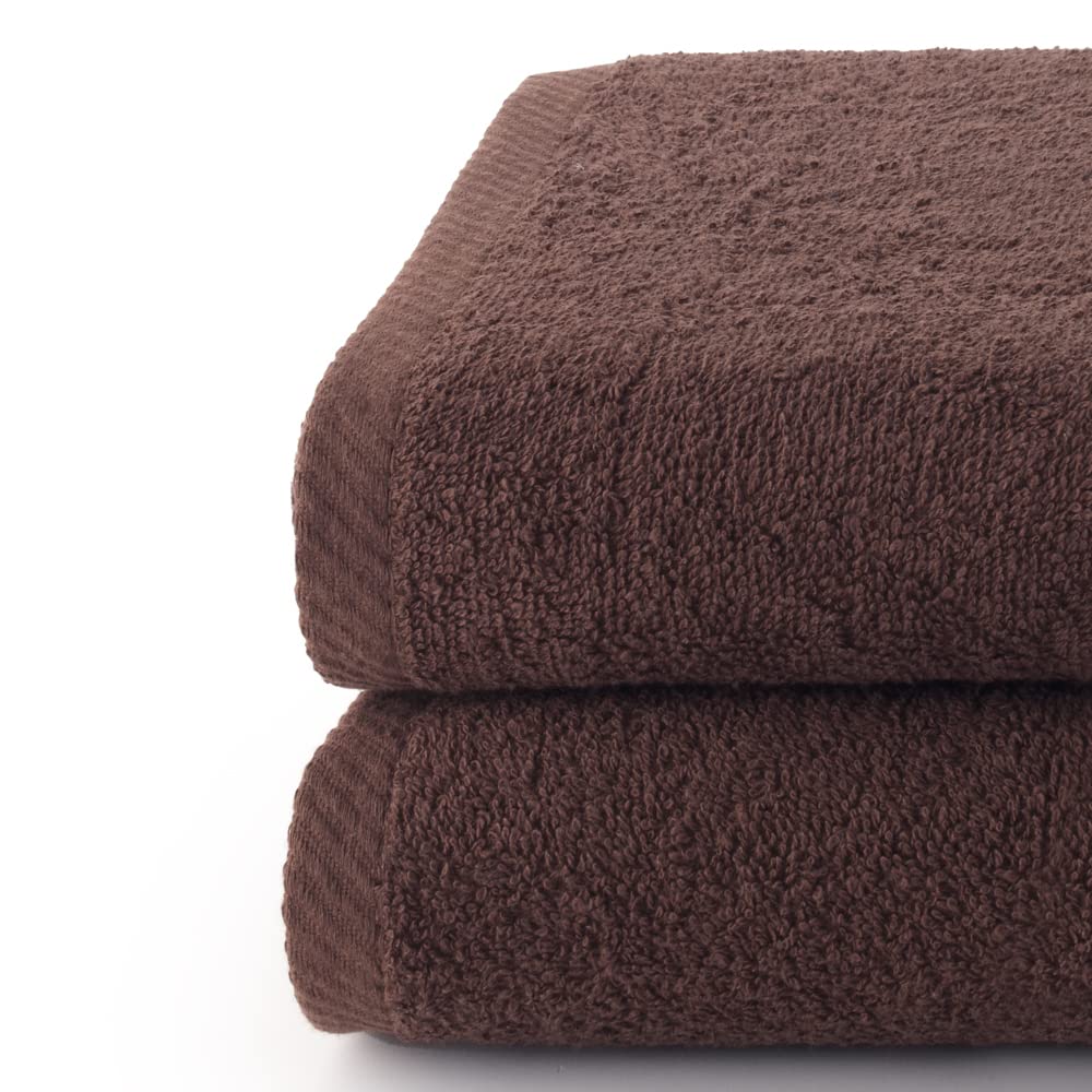 Top Towel - Set of 2 Bath Towels - 100% Cotton - 500 g/m² - Dimensions: 70 x 140 cm, Brown, Normal - Image 2