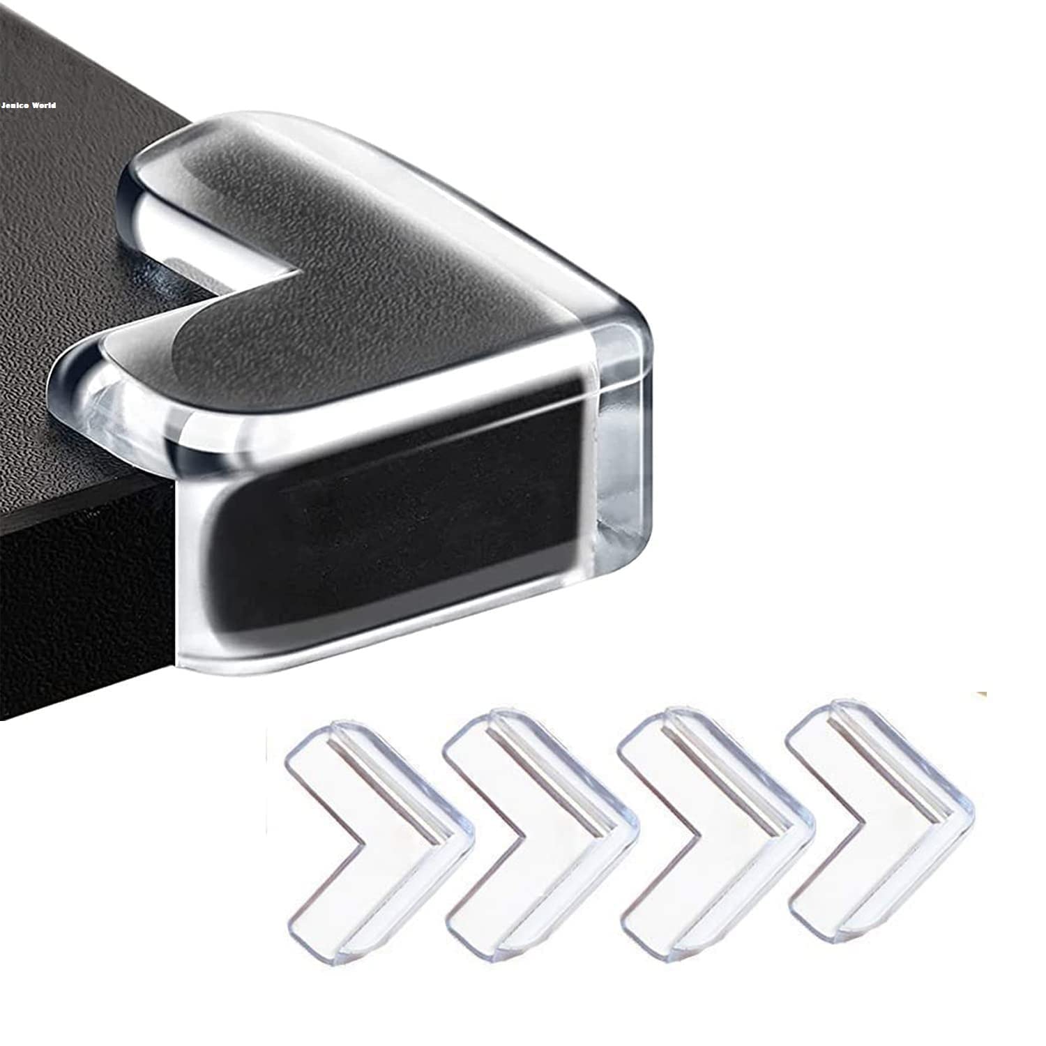 JENICO WORLD Baby Proofing Corner Guards Self Adhesive Corner Protectors Furniture I Child Safety Infant Bump Protector Edge Guards, L Shape, Transparent (Pack of 4 Pieces) (Pack of 4)