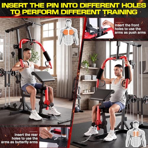 OPPSDECOR Home Gym, Workout Station with High/Low Pulley System, Multifunctional Home Gym Equipment, Exercise Equipment for Full Body Strength Training, Weight Machine with PEC Fly & Chest Press - Image 3
