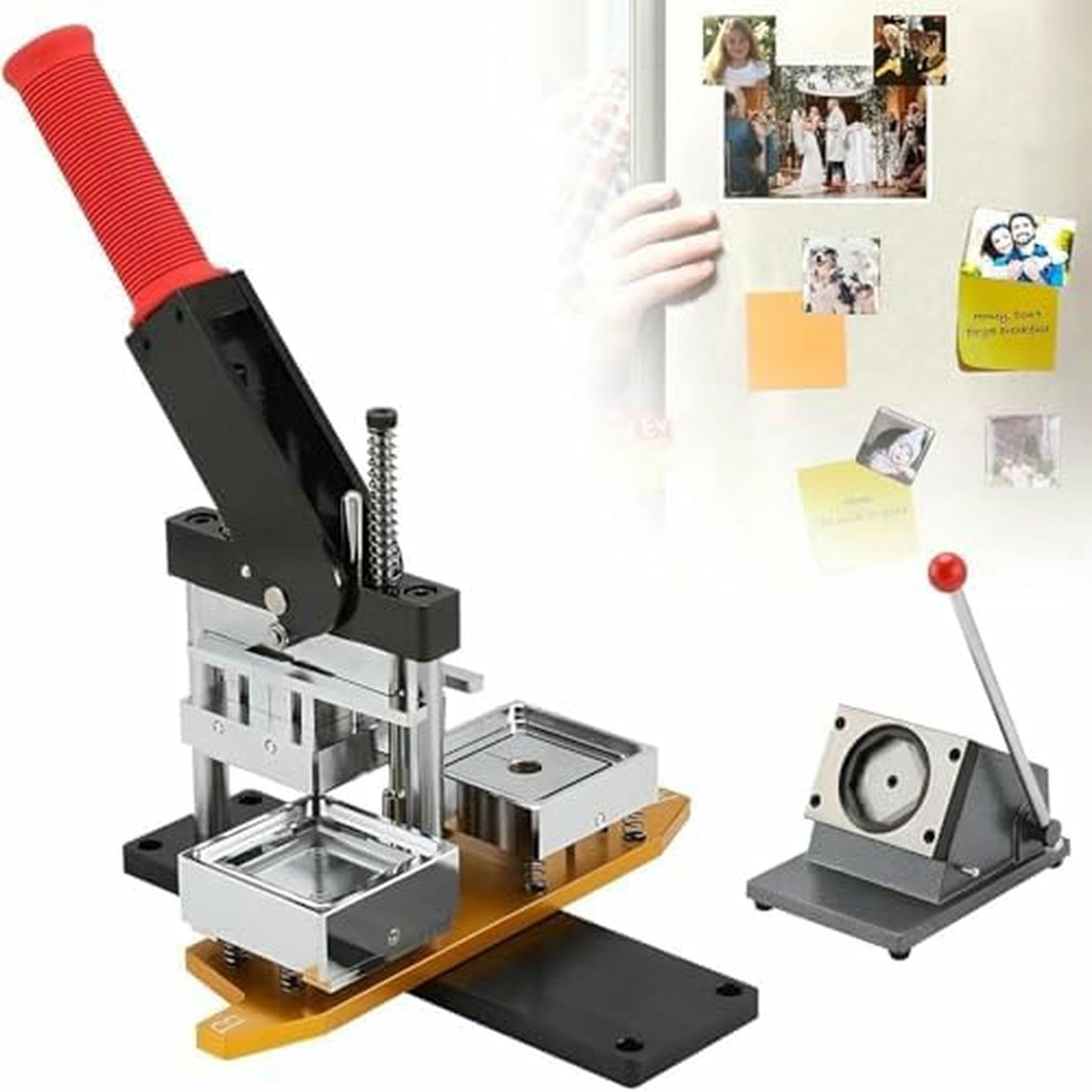 Fridge Magnet and Badge Maker Kit with Paper Cutter, Create Custom 50mm Button Badges for Photos, Art, and Personalization, Includes 100 Magnets