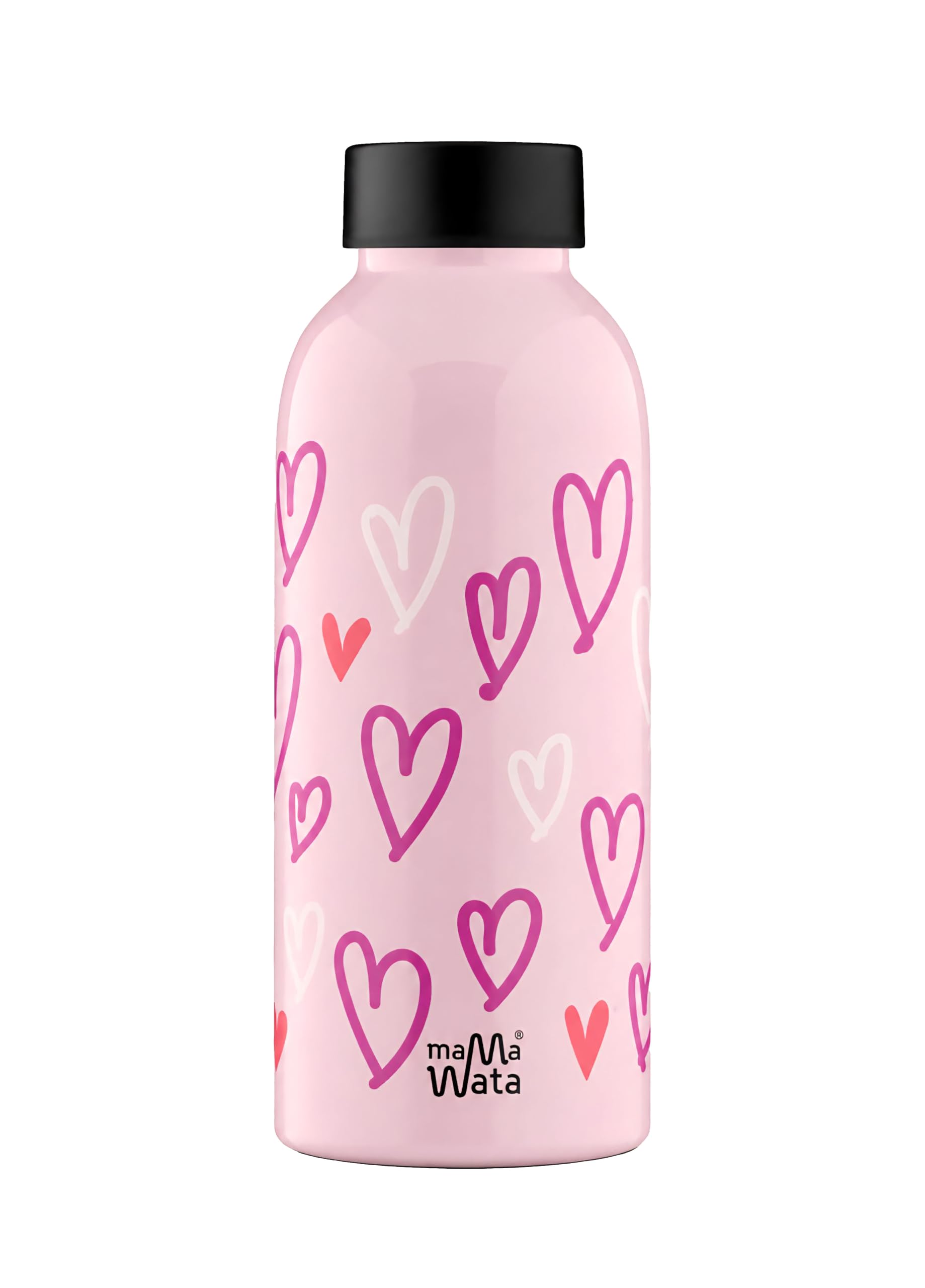 Borraccia Termica 470 ml in Acciaio Inox, Bottiglia Termica 24h Cold 12h Hot Ermetica, Borraccia Personalizzata Hearts, Borracce Termiche Bambini Ragazzi Adulti, BPA Plastic-Free 18,5H cm