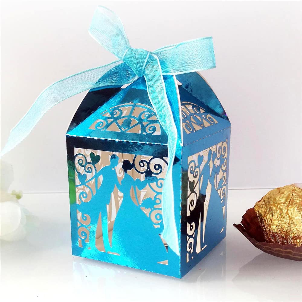 Szczęśliwe pudełko z cukierkami Pudełka na upominki weselne Papierowe pudełko na słodycze Panna młoda pan młody Puste pudełko na prezent na ślub panny młodej Baby Shower Christmas Party 50 szt. (Kolor