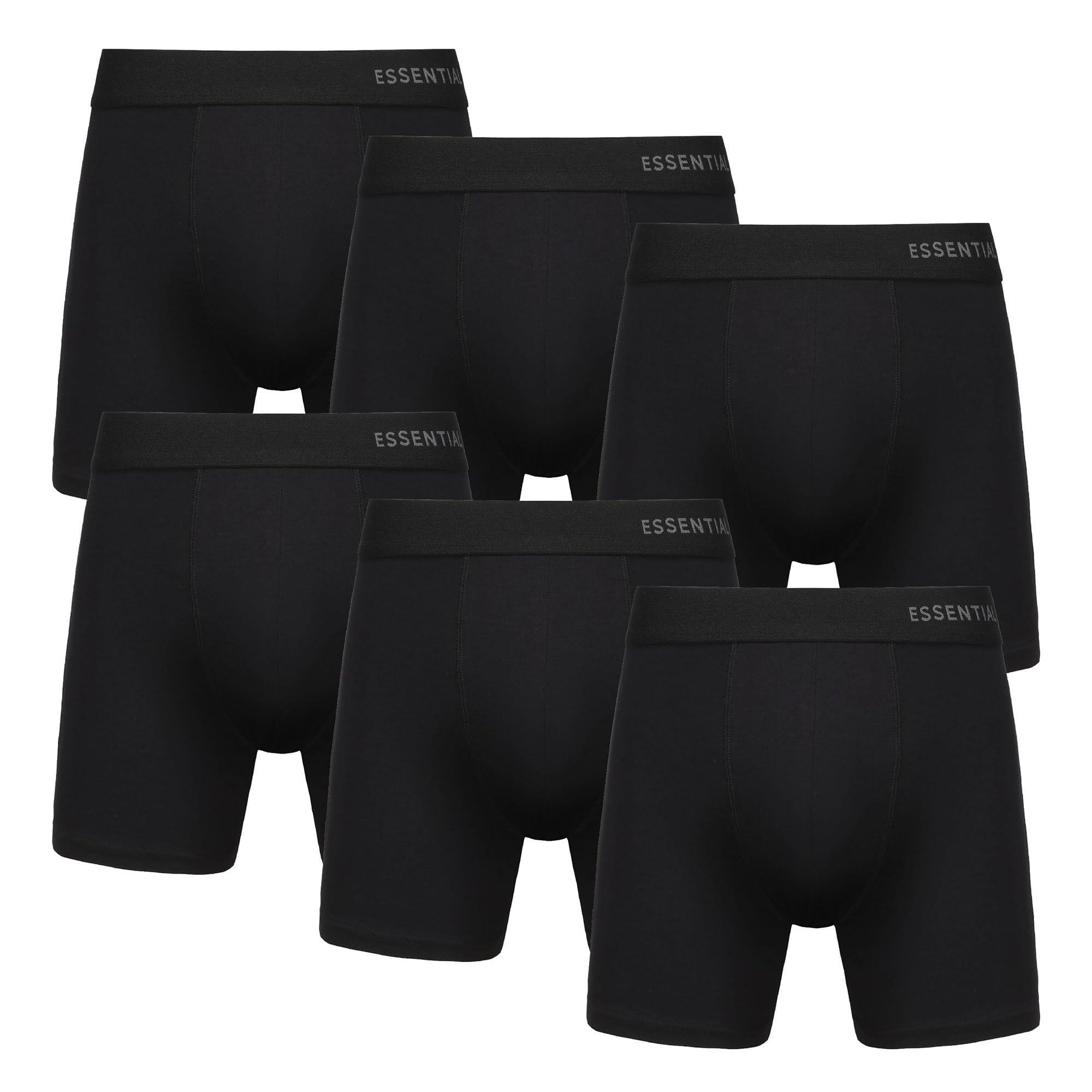 The Essentials Wardrobe Men's Black 6Pk Tew Premium Boxer - Bamboo - Medium