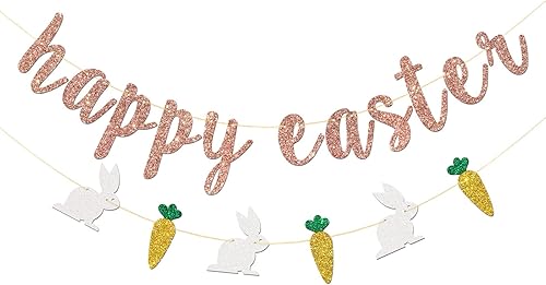 Cartel de Feliz Pascua – Suministros de guirnalda de fiesta de Pascua de rábano de conejo, suministros de decoración de fiesta de Pascua de