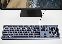 Vista 27 de Funda para teclado con letras grandes compatible con DELL KB216 KB216b KB216t KB216d KB216p Teclado con cable y protector de teclado inalámbrico