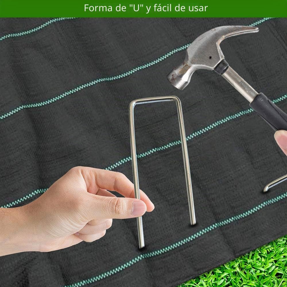 ANSIO Paquete de 100 Galvanizado en Forma de U piquetas - 150mm/6, Grapas Jardin Anclas de Suelo Camping Piquetas Ideal para Cesped Artificial, Tela Antihierbas