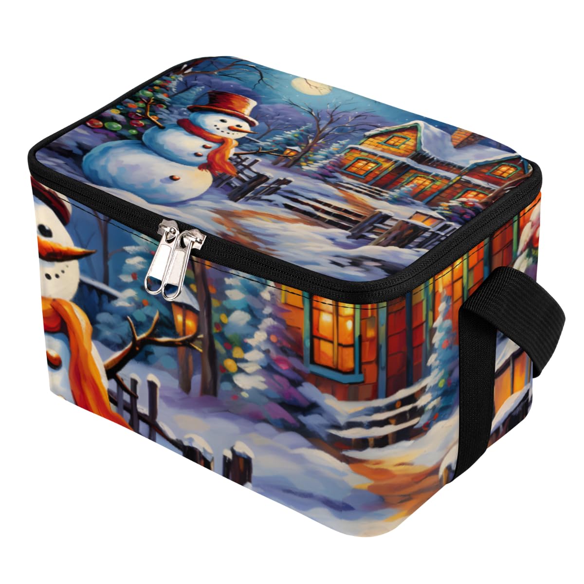 GzLeyigou Lunch Bags for Women Men 9 Cans,Christmas Snowman Hot & Cold Food Delivery Bag Insulated Grocery Bag Insulated Lunch Box Cooler Bag for Office Work Picnic Beach