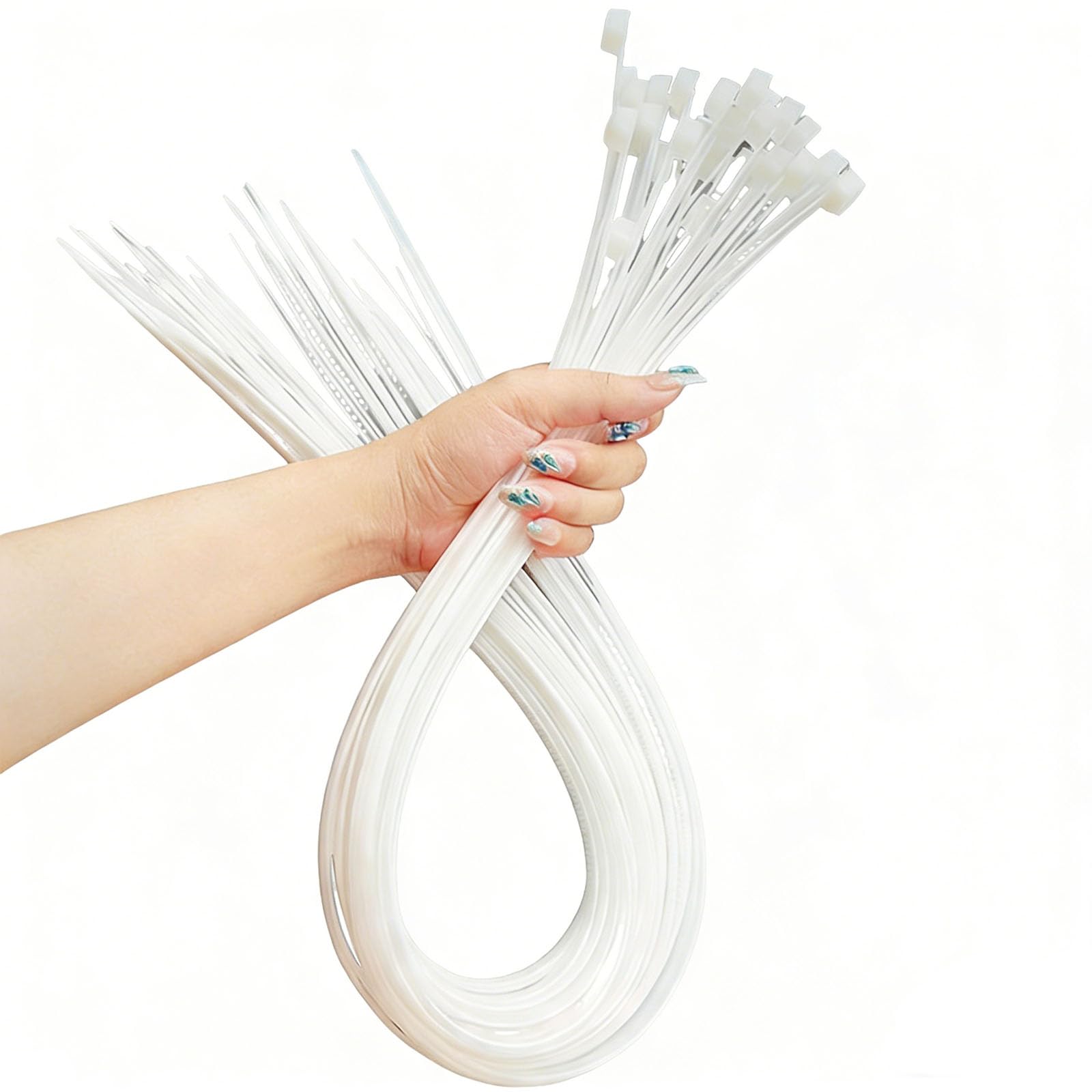 50 bridas de 12 x 1000 mm, color blanco, autoblocantes, reutilizables, resistentes a los rayos UV, de alta resistencia, para gestión de cables, jardín, viviendas, talleres, coche