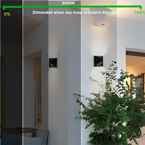 Miniatura 5 de Laplusbelle Modernas luces de pared para exteriores, lámparas LED negras de pared exterior, regulables, 10 W, 3000 K, luces de porche de patio,