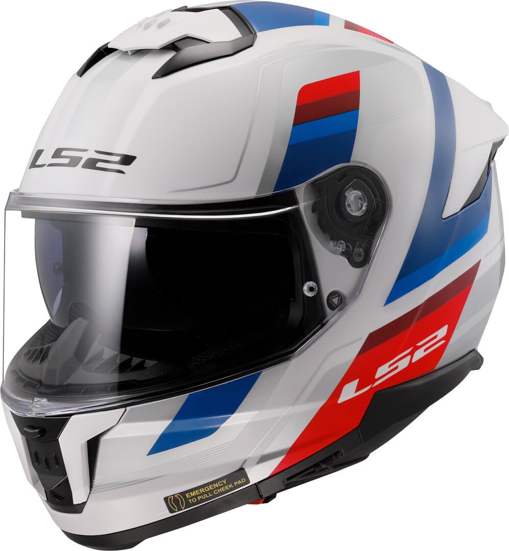 LS2, Casco Moto Integral STREAM II VINTAGE Gloss White Blue Red, XXL
