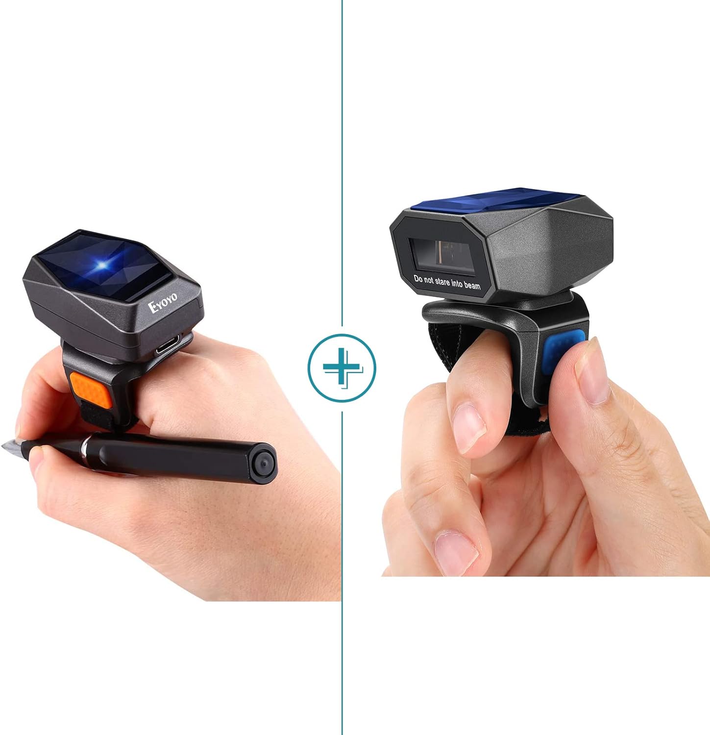 Upgraded Eyoyo 1D Wireless Ring Barcode Scanner Bluetooth and 2D Finger Ring Barcode Scanner