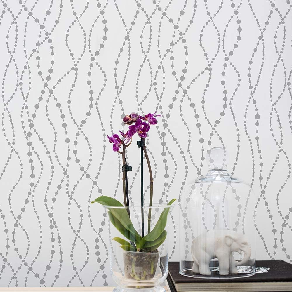 Pearls Allover Wall Stencil - Large Wallpaper Stencils for Paiting Walls - Modern Designs for DIY Home Decor & Room Makeovers (Large)