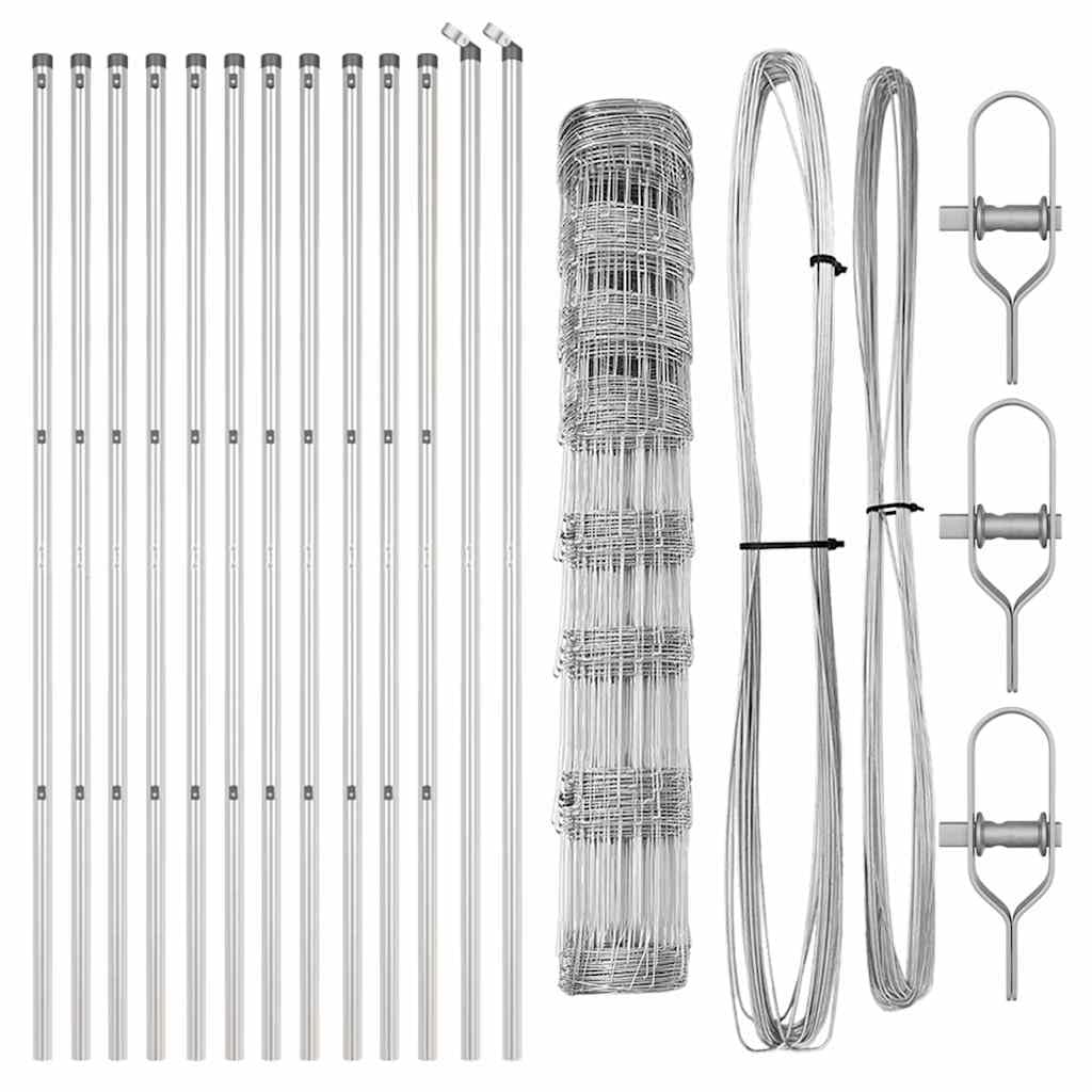Geschweißter Drahtzaun 25 x 1 m mit verzinktem Stahl, 11 Pfosten, wetterbeständig für Garten, Terrasse, Außenbereich, Maschendraht Zaunelement mit Sichtschutz und Sicherheit
