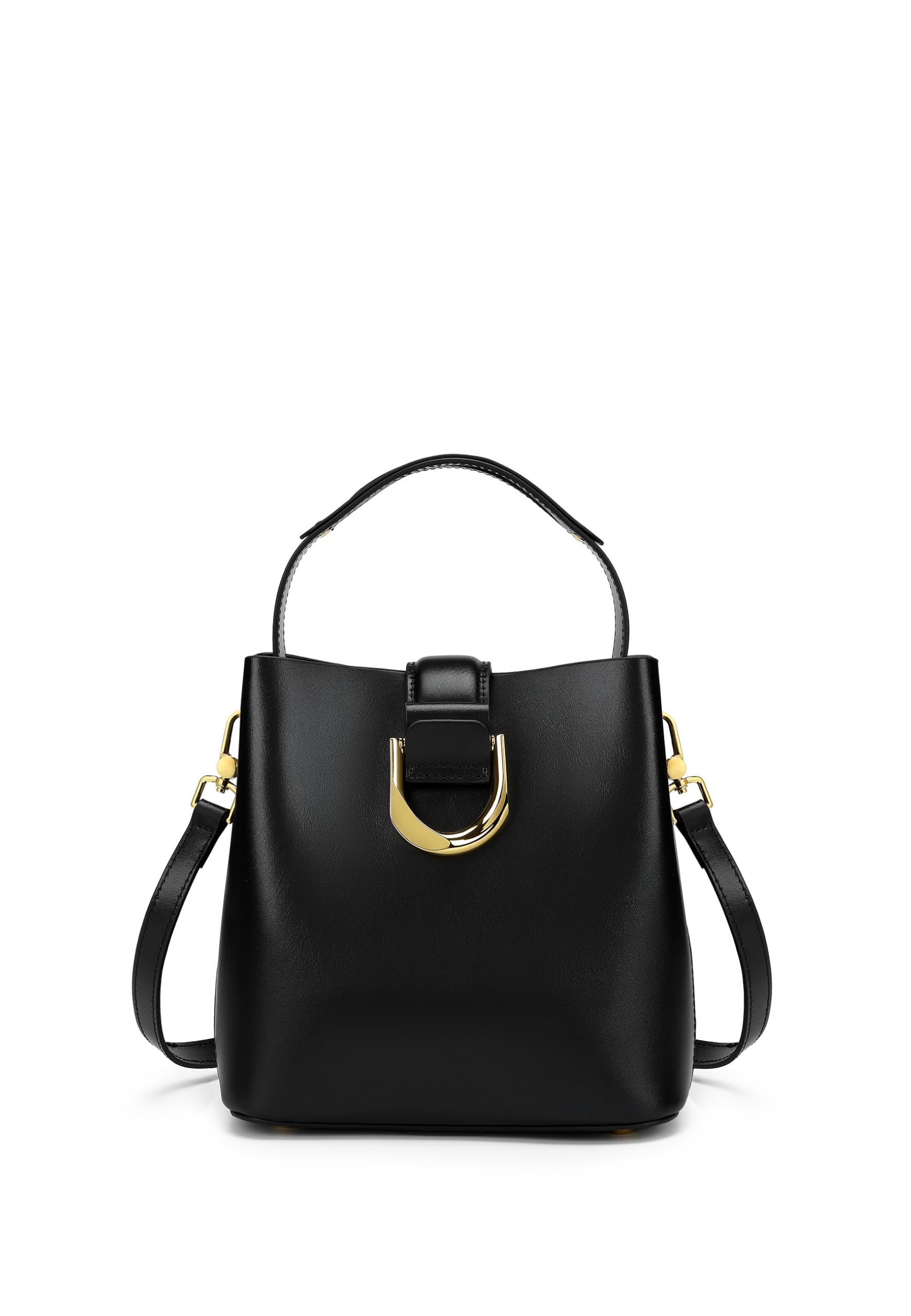 Carlheim Classis Genuine Leather Women's Shoulder Bags, Black, black, Small to Medium