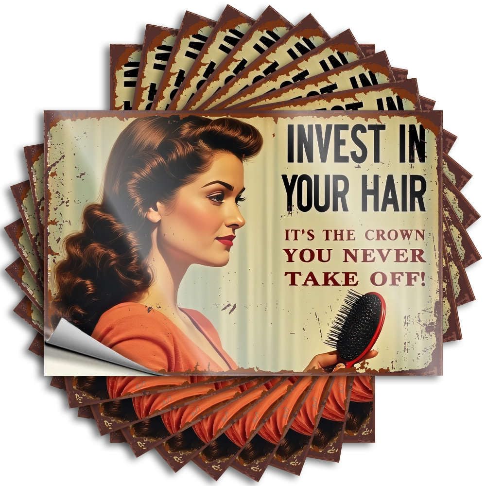 Boys Room Decor, Lettering Sticker Humor Water Invest in Your Hair - It's The Crown You Never Take Off! | Fall Waterproof Vinyl Stickers(8X12CM)