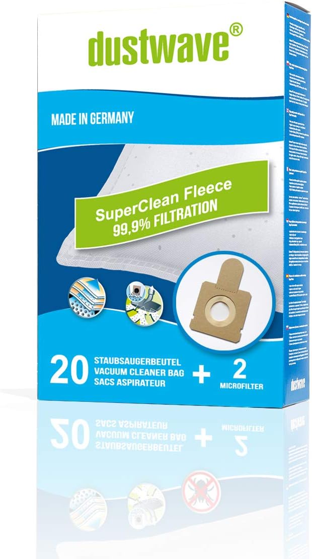 Dustwave® - Bolsas de aspiradora (20 unidades, para Hoover H58 H63 H64, TFS 5100 hasta 5299, Freespace, Sprint/bolsas de filtro de marca