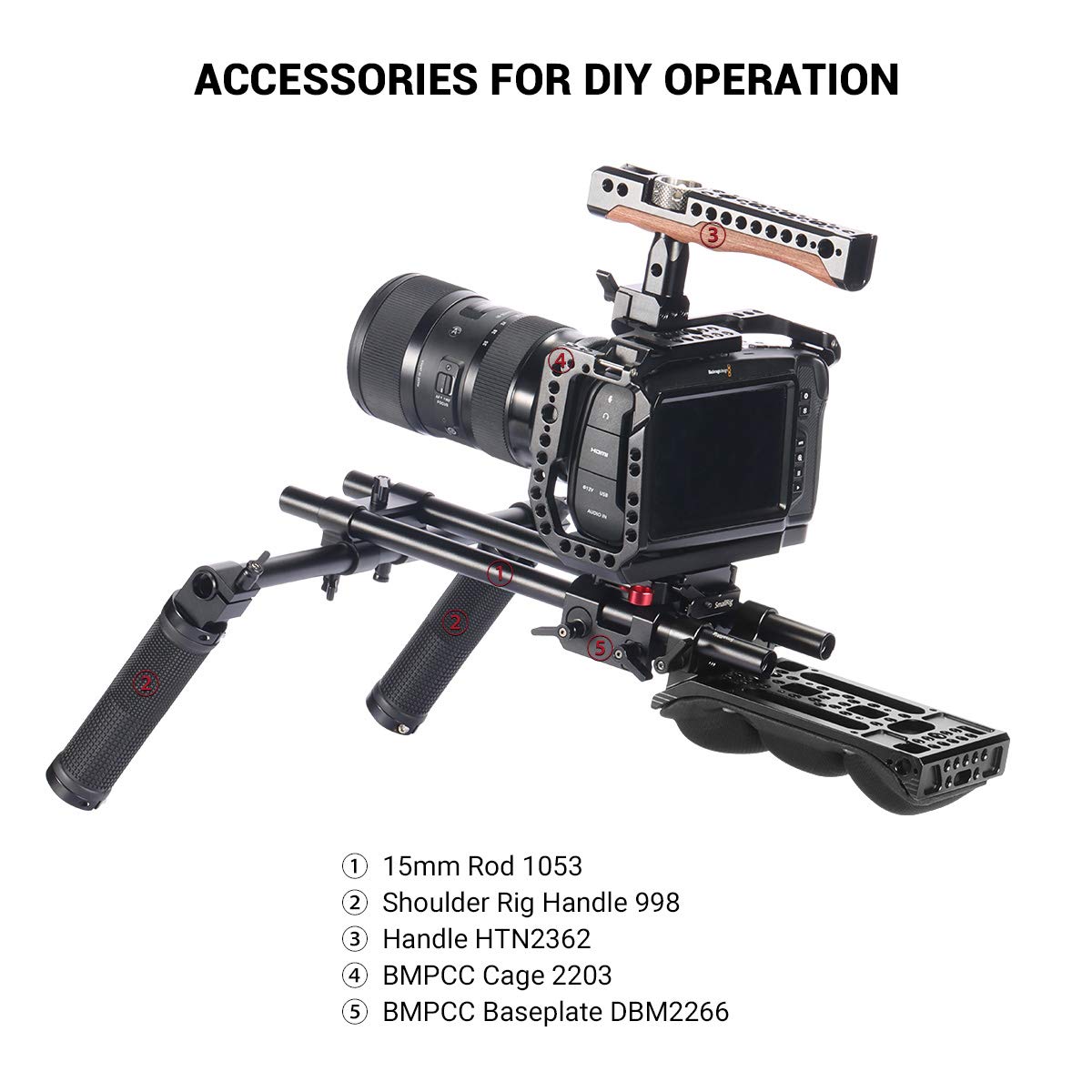 SMALLRIG Schulterpolster mit 15mm Rail Clamp und Threaded Holes für Run-and-Gun-Shooting - 2077