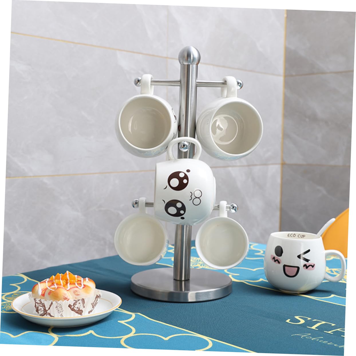AUTSUPPL Mug Storage Rack Cup Organizer with Stable Structure Nordic Style Display Holder for Home Office and Hotels Easy to Clean Stylish Mug Hanging Shelf