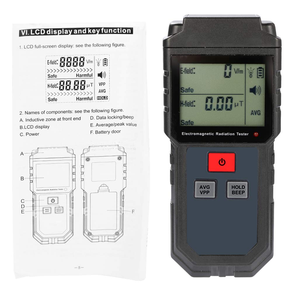 Przenośny ręczny cyfrowy LCD Elektromagnetyczny promieniowanie tester Electric Field Pole magnetyczne Detektor Dozymetru Dozymetru z Light Alarm dla domowego biura na zewnątrz