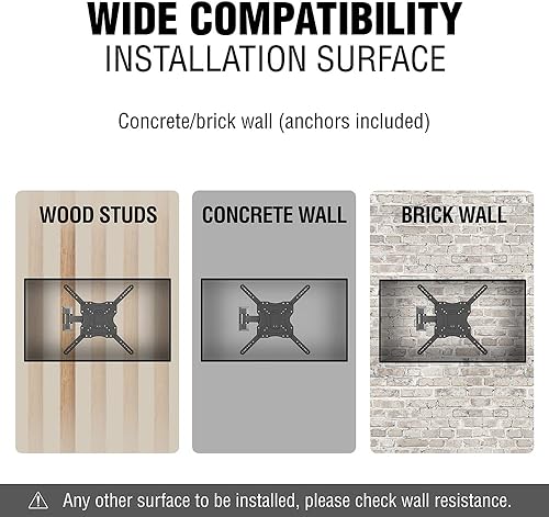 Miniatura 4 de ELG Soporte de pared para TV de movimiento completo para televisores de 26 a 65 pulgadas, soporta hasta 66.1 libras, brazos articulados, extensión