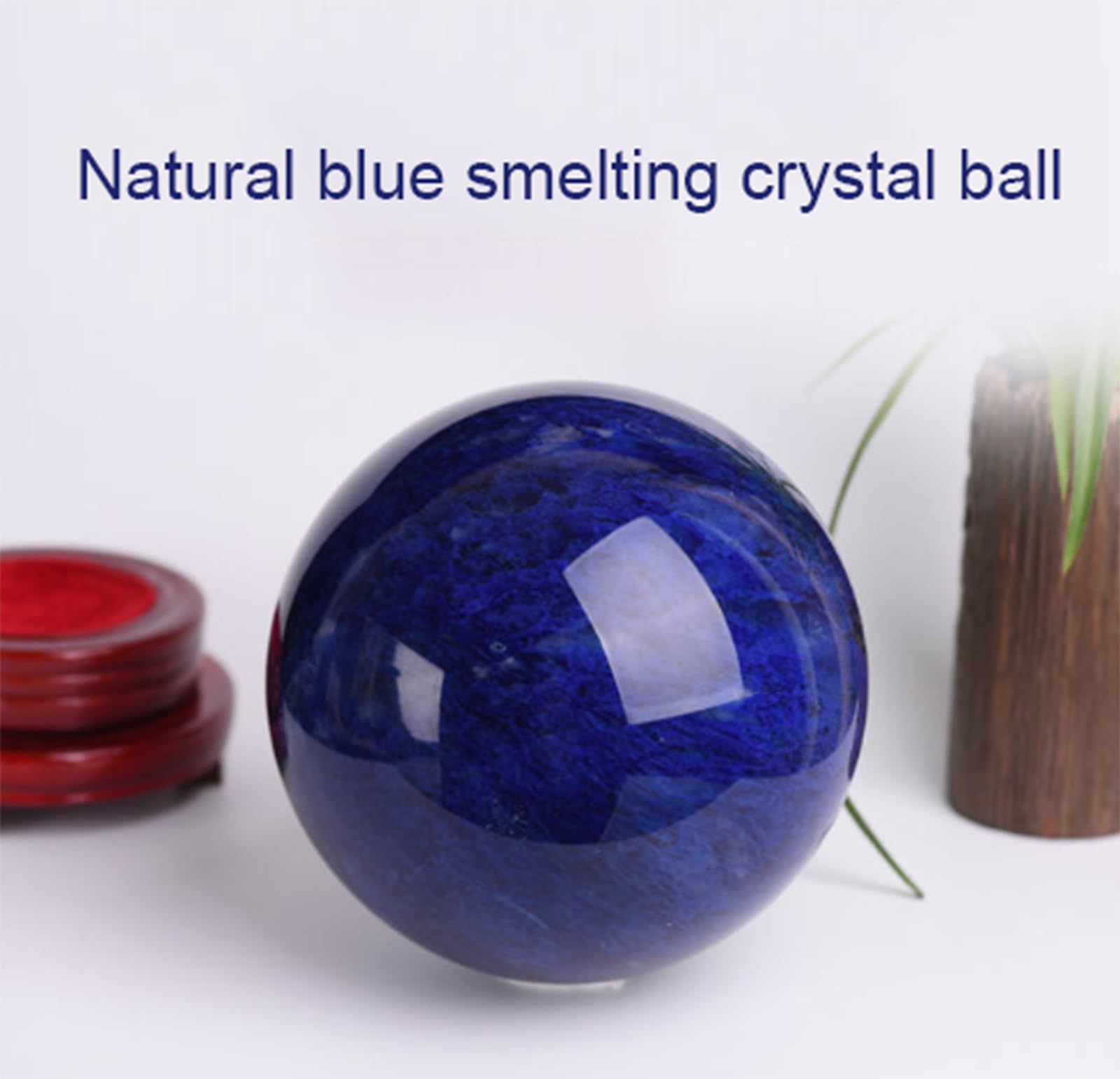 Esfera de Cristal de Cuarzo Natural con Soporte, Bola de Cristal Azul de fundición, Escultura de Bola de Piedra Preciosa Mineral curativa con Bola de Cristal mágico,12cm/4.7in