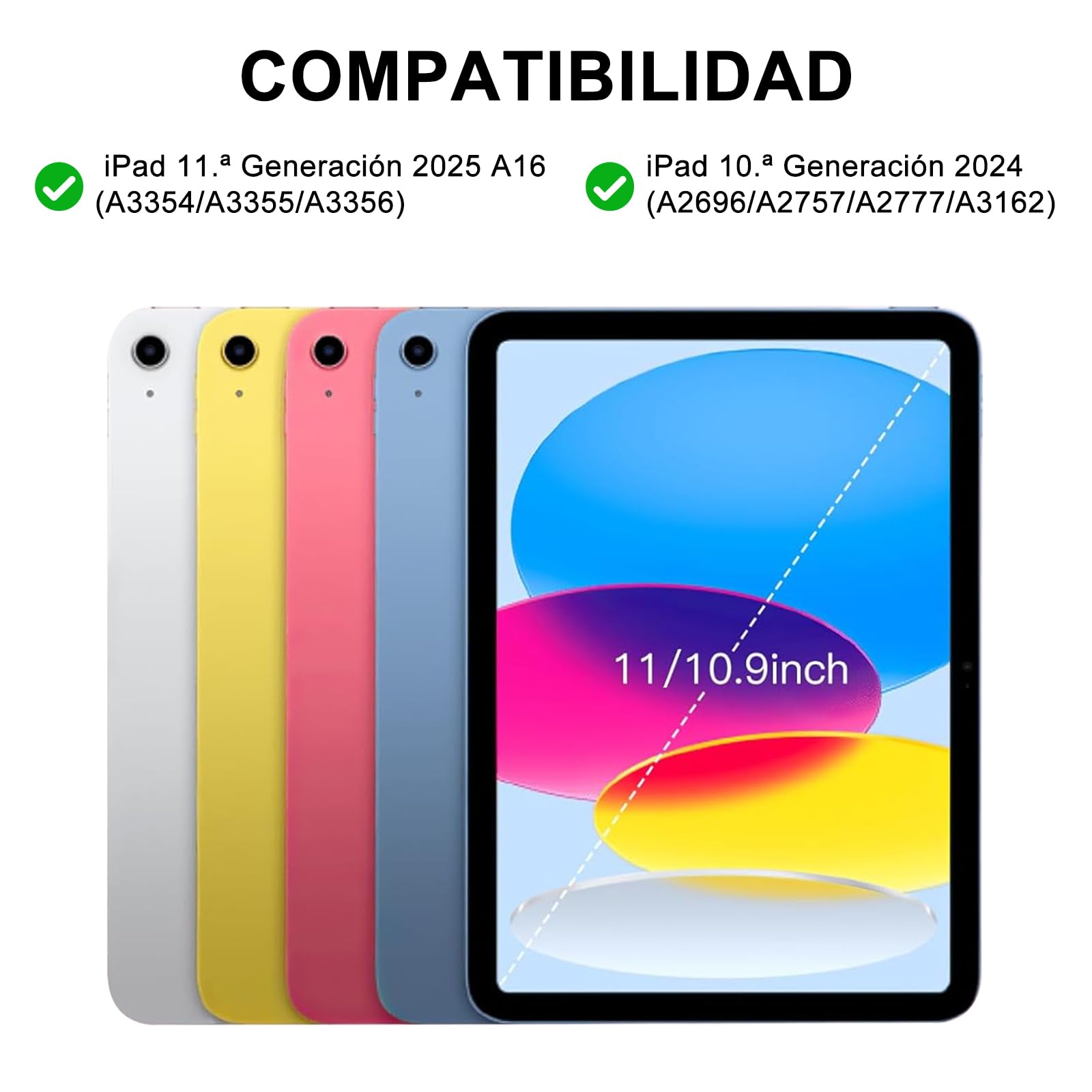 4UBonLife Hoes voor iPad A16 11e generatie 11 inch 2025/ iPad 10e generatie 10,9 inch 2022 met