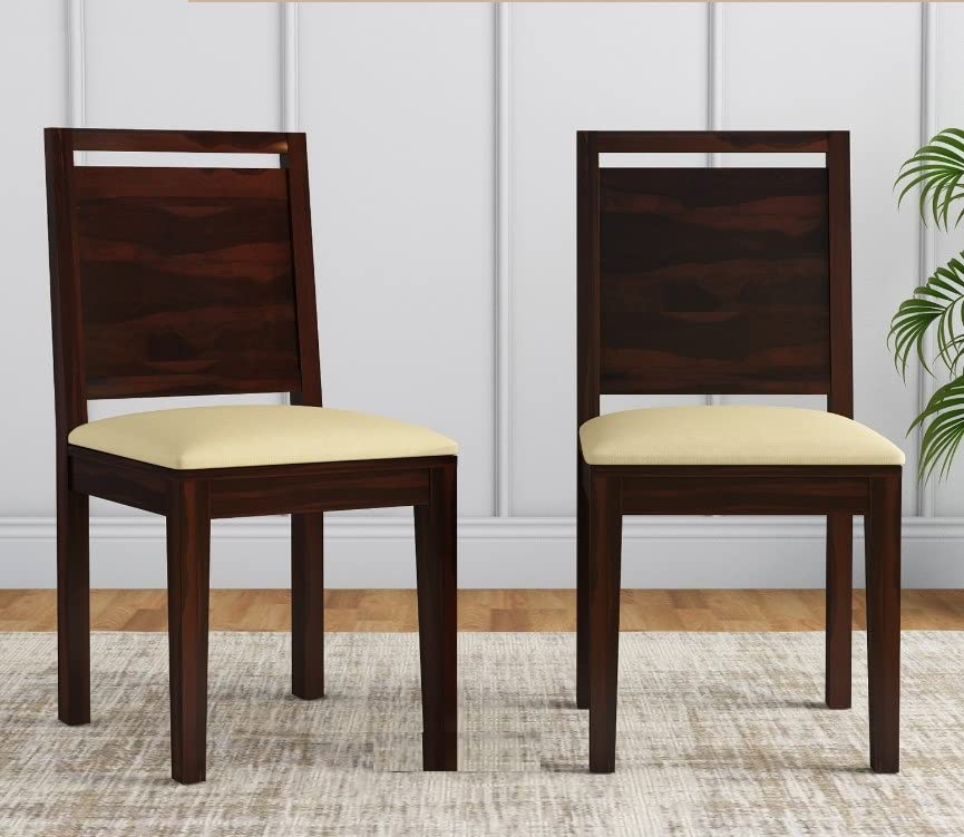 Image of Varsha Furniture Solid Sheesham Wood Dining Chair for Dining Room Set of 2 | Wooden Study Chairs | Multipurpose Chair (Walnut Finish)