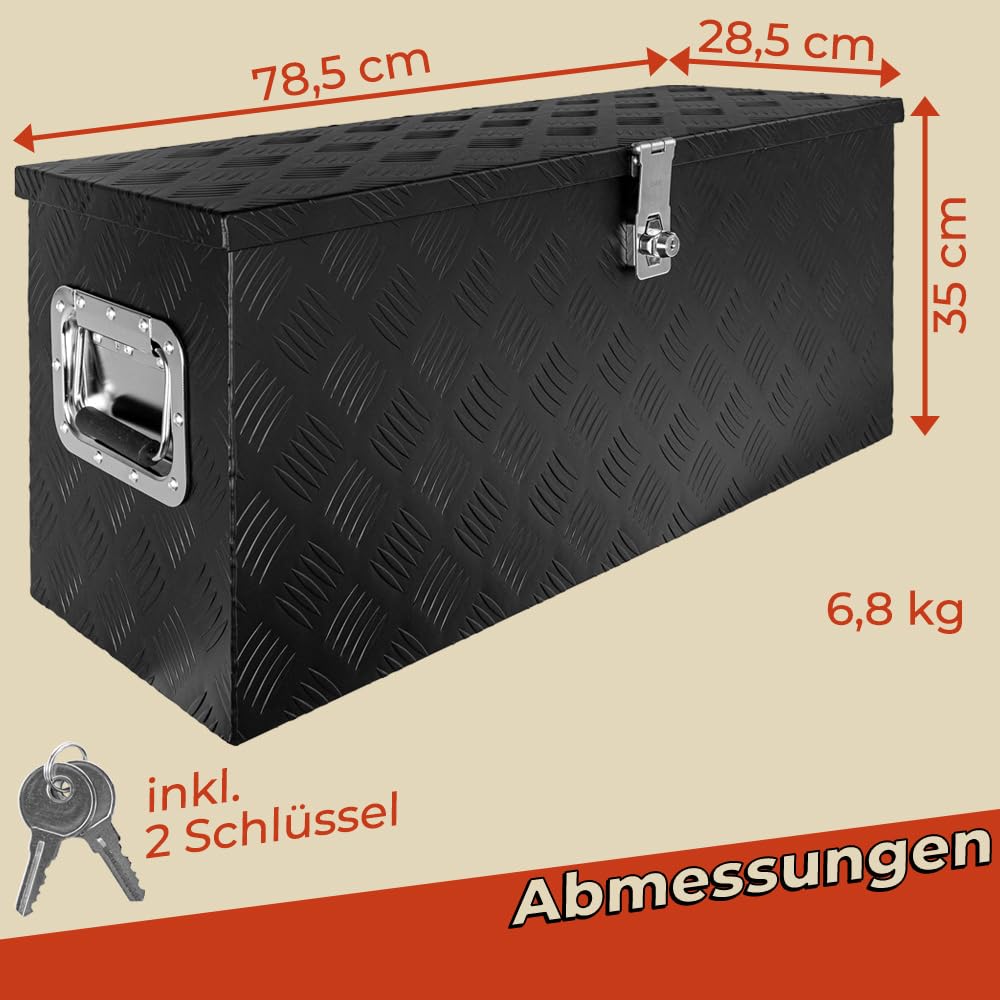 Trucky Caja de Barra de Tiro Negro Caja de Herramientas Caja de Camión Caja de Aluminio Caja de Remolque con Tapa Bloqueable Caja de Transporte D080