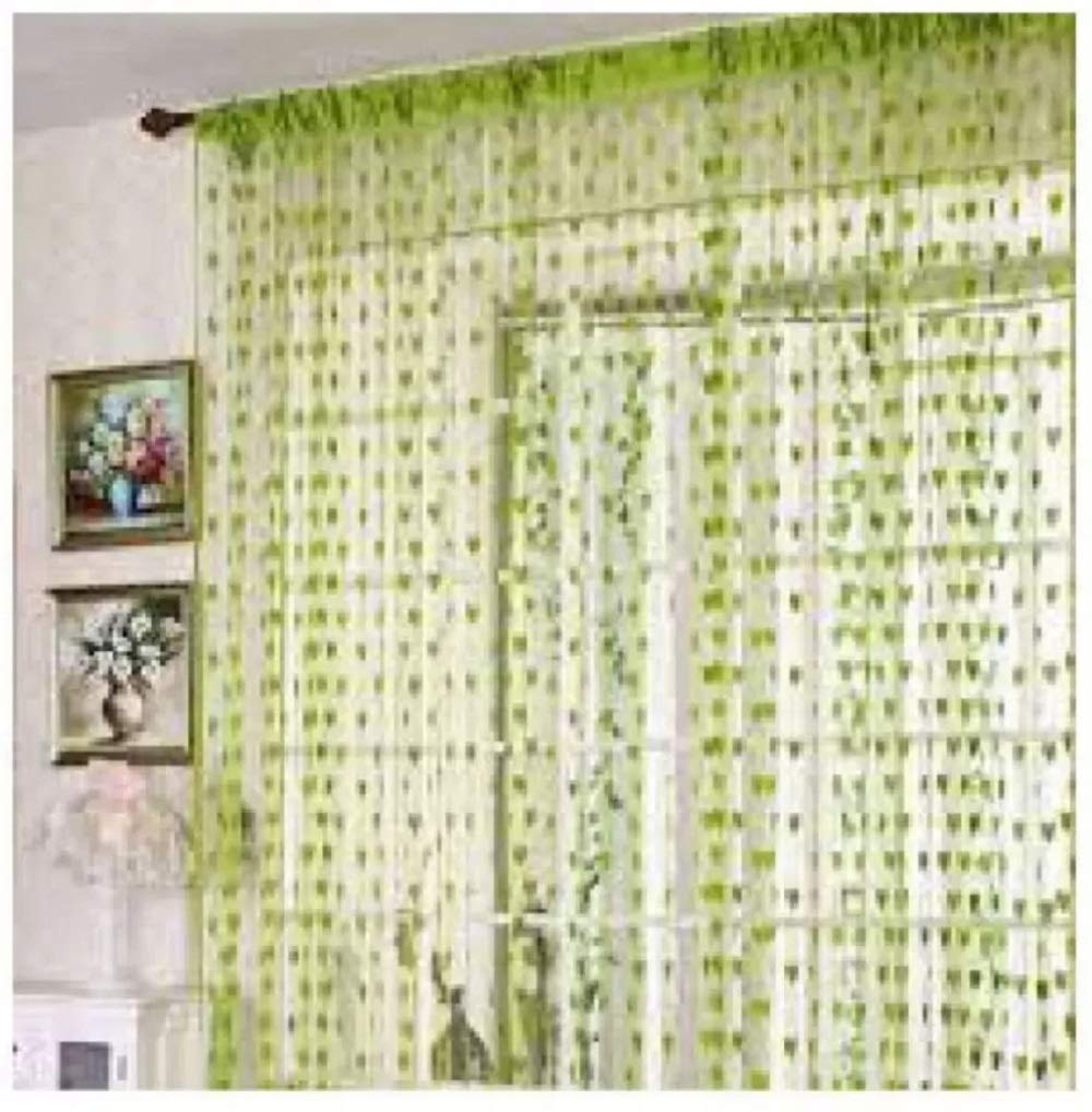 Panipat Textile Hub Semi Sheer Net Door Curtain (Green, 210 cm, 7 ft, 4 x 7 ) - Pack of 2, Rod Pocket