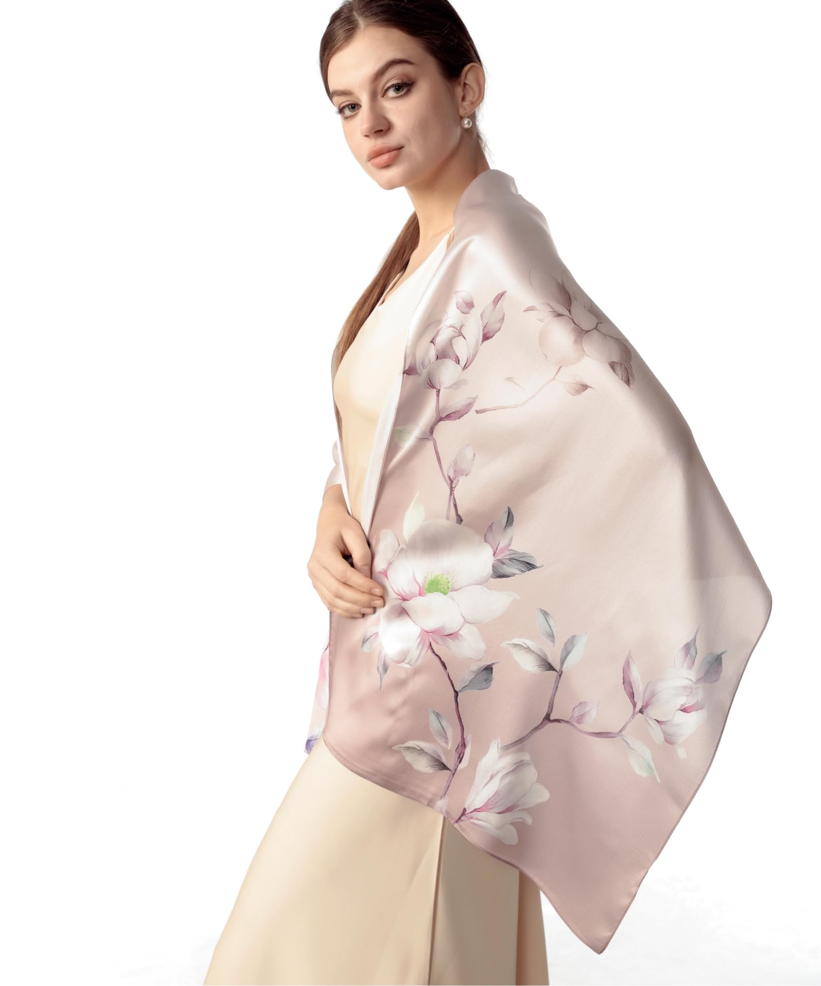 PoeticEHome Écharpe Longue en Soie de Mûrier 100% – Châle Foulard Femme | Emballage Cadeau (170x53cm)