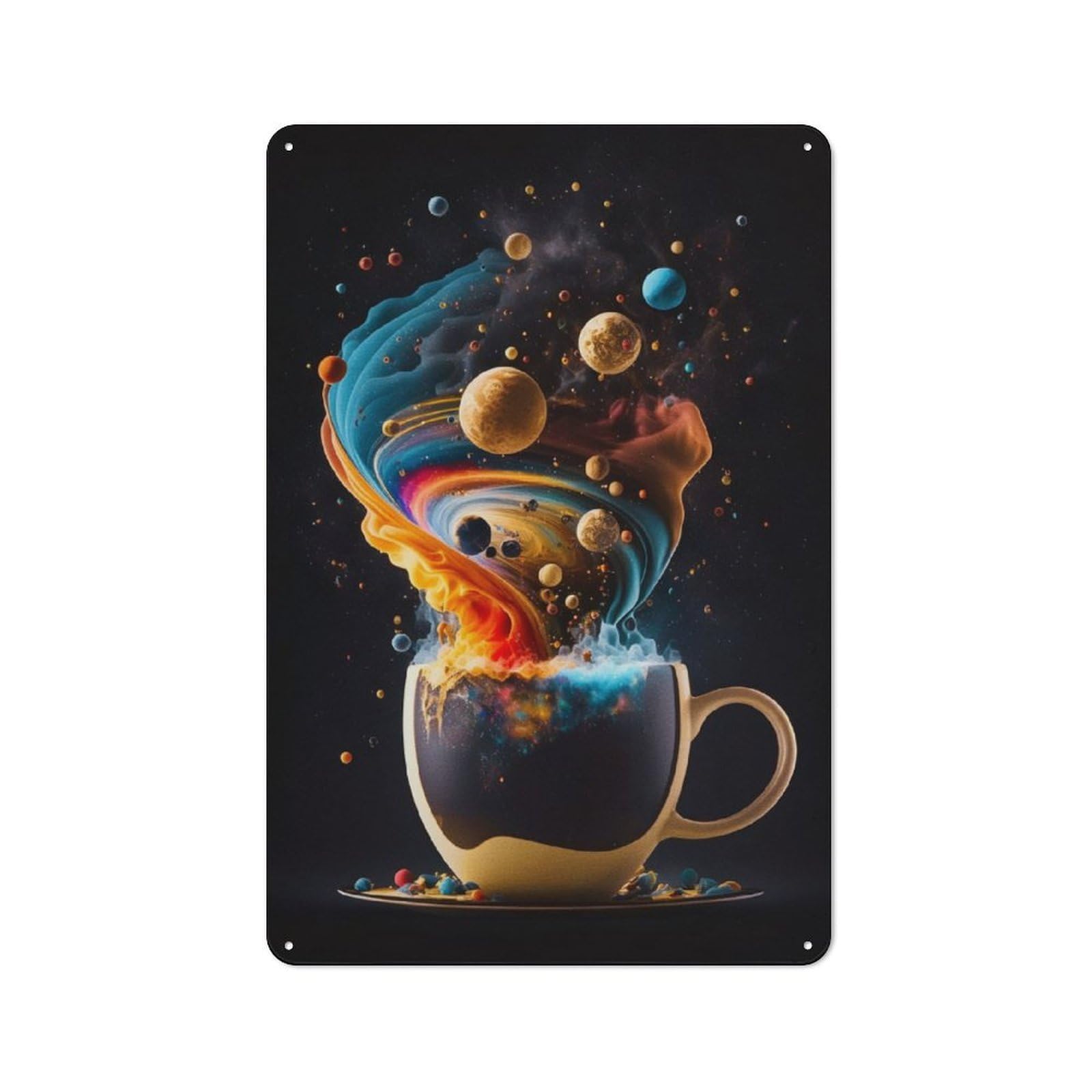Junmoney Coffee Planet 2 Metal Sign 30X20cm With For Workshop Wall, Rustic Decor, For Garage, Workshop And Man Cave Decoration