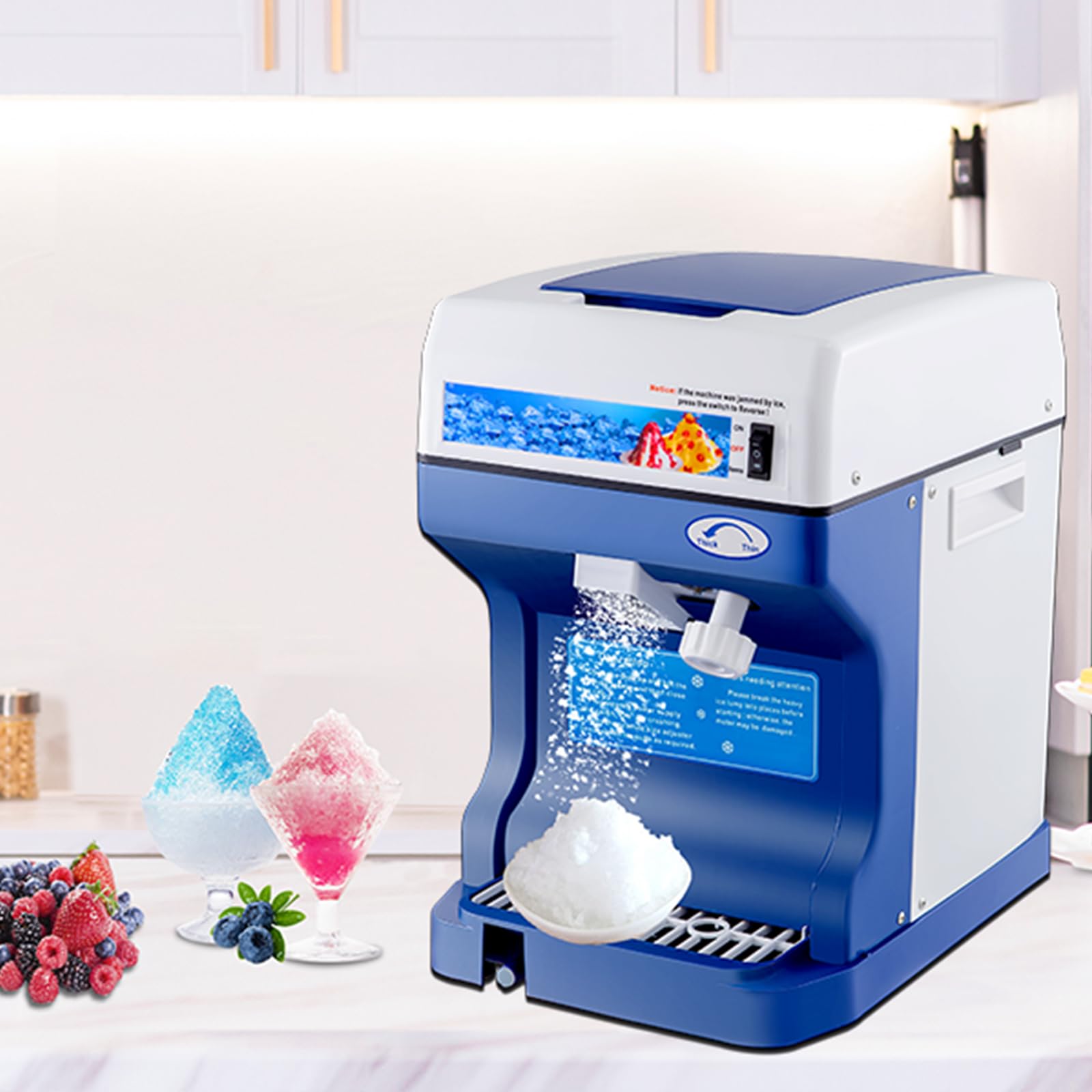 VEVOR Macchina per Ghiaccio 120kg/H da Tavolo per Granita Frappè Sorbetto Commerciale, Macchina Ghiaccio a Scaglie Bevande Dolci Fresche 250W per Bar Gelateria Ristorante Panificio