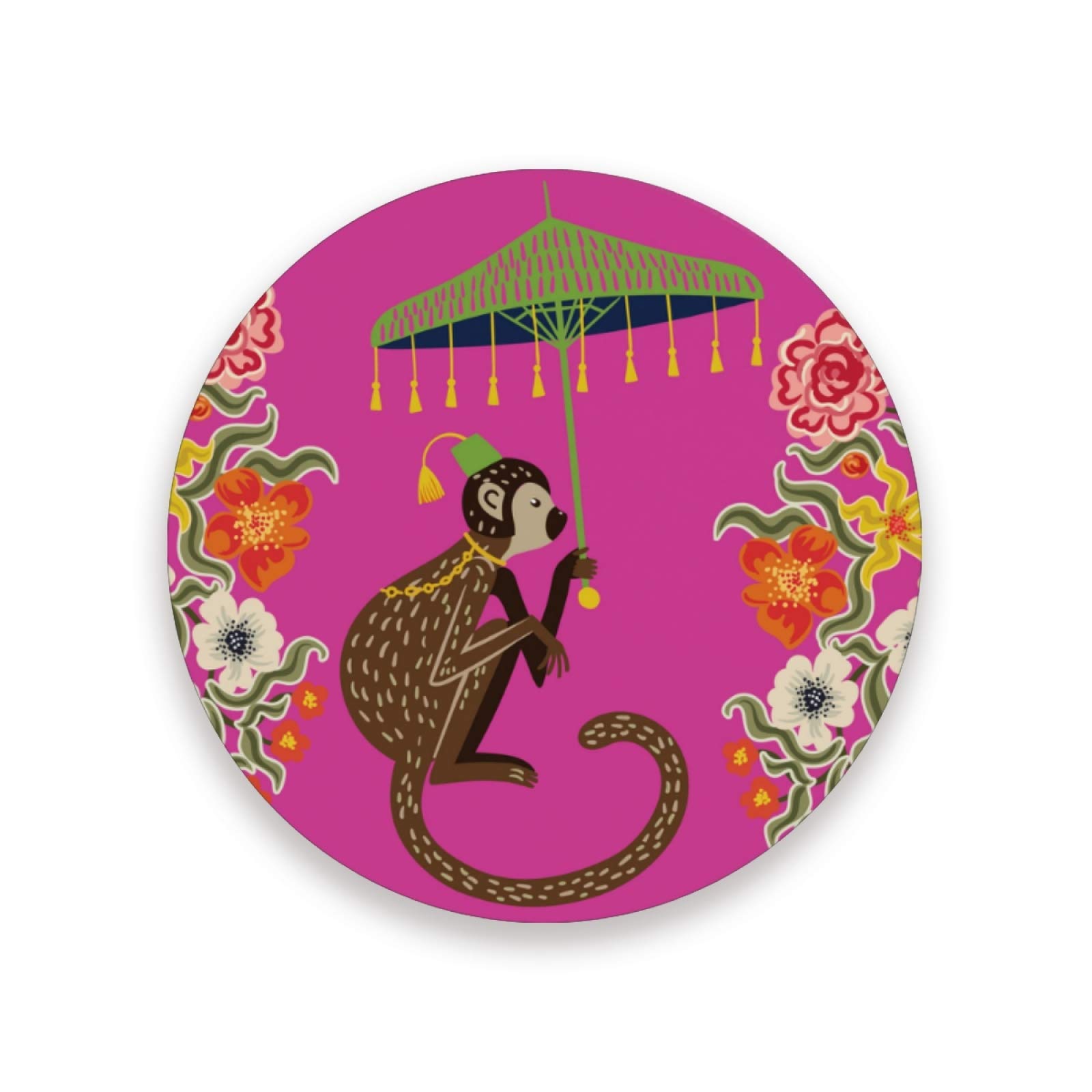 Oyihfvs Multi 2 Chinese Style Monkey Set Of 4, Ceramic Coaster For Drinks, Stone Coasters Holder With Cork Base, Oversize Cup Mat Pad For Kinds Of Mugs, Housewarming Gifts