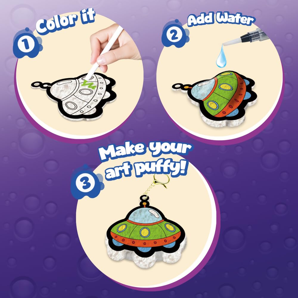 ZadaBelly Magic Puffy Paint Kit – 3D Aqua Puffs Handwerk für Kinder, DIY Schaum Textur Malerei Set, Reise & Geburtstag Neujahrsgeschenk für Mädchen Jungen Alter 4-10 Jahre