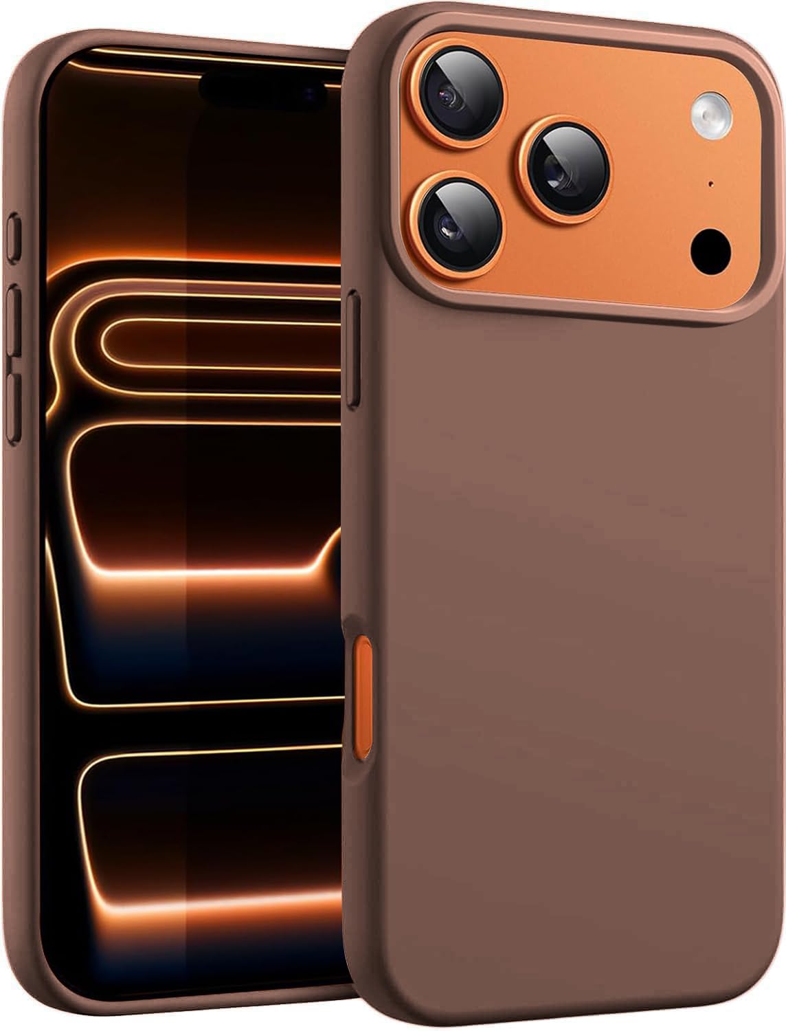 DIZORO Compatible with (iPhone 17 Pro Max Case)(2025), Liquid Silicone 3 Layers Full Covered Soft Gel Rubber Case,Shockproof Protective Cover with Anti-Scratch Microfiber Lining-Brown-picture-17