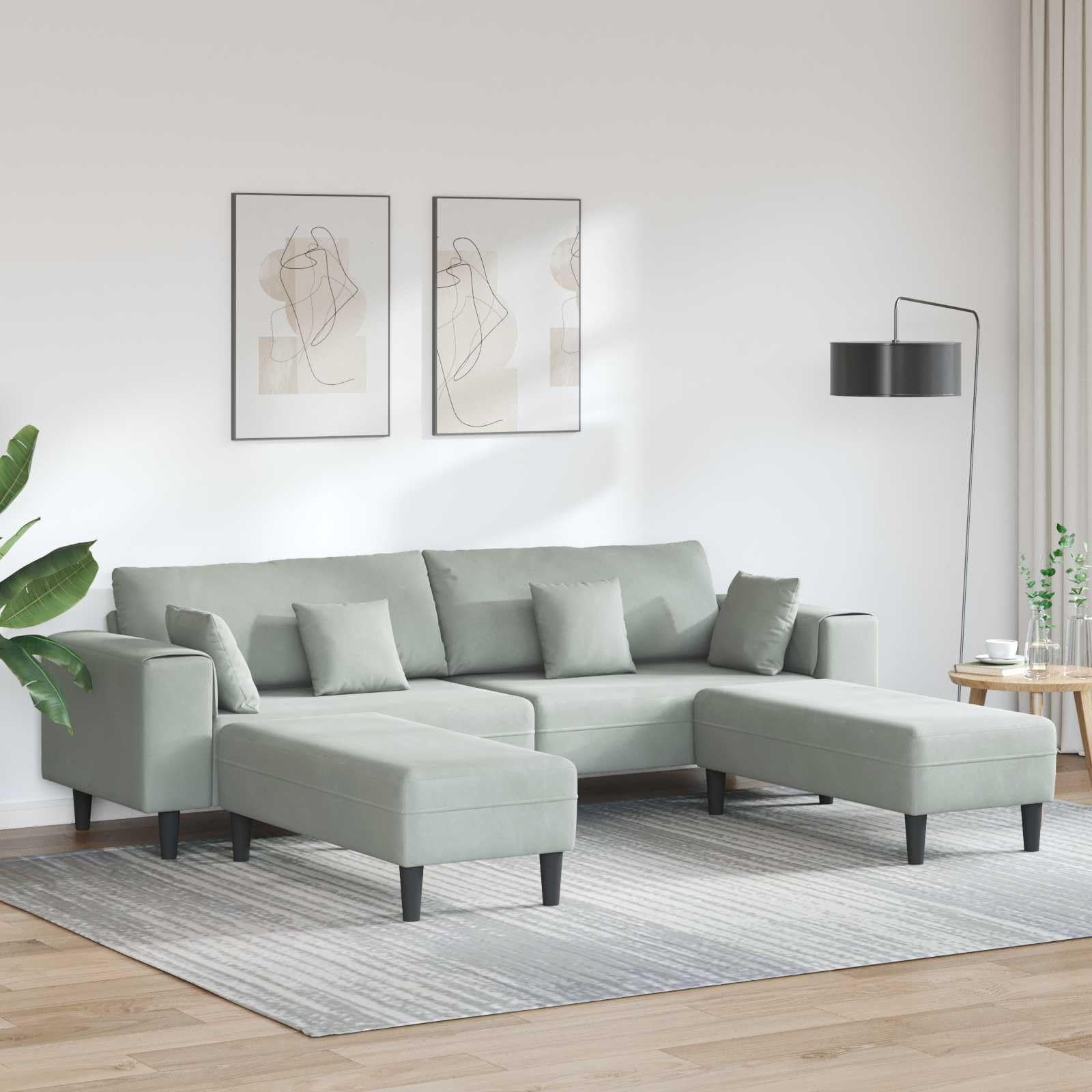 Générique Sofa 3-osobowa jasnoszara aksamitna 250 x 188 x 76 cm